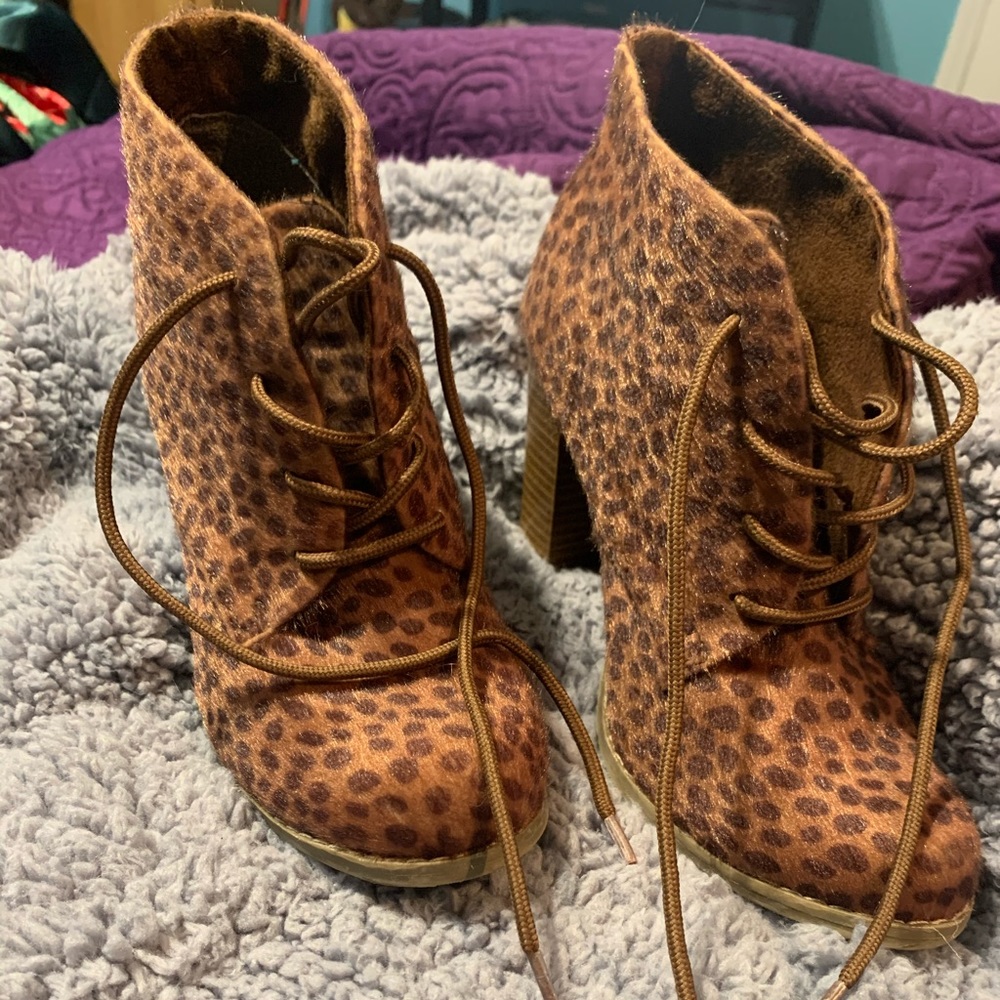 Cheetah print booties